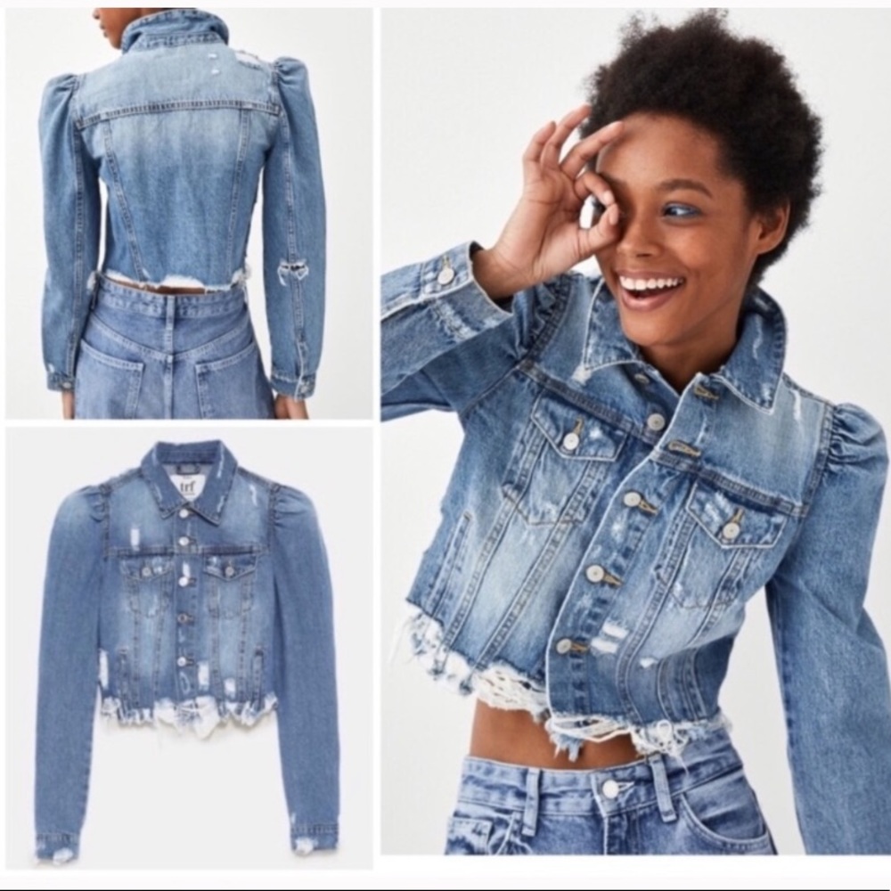 Zara Puff Sleeve Distressed jacket